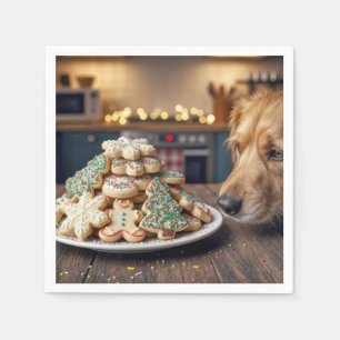 Guardanapo De Papel Cachorro Fungando Biscoitos de Natal