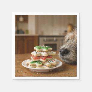 Guardanapo De Papel Cachorro Fungando Biscoitos de Natal