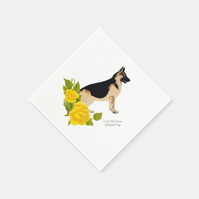 Guardanapo De Papel Cachorro german shepherd e Rosas Amarelas (Canto)
