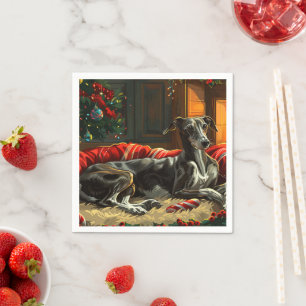 Guardanapo De Papel Cachorro Greyhound Natal Festivo