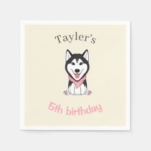 Guardanapo De Papel Cachorro husky preto e branco fofo
