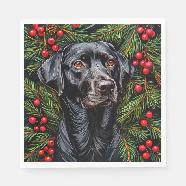 Guardanapo De Papel cachorro labrador de Natal (Frente)
