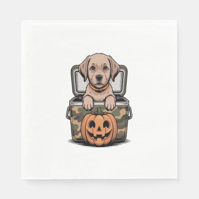 Guardanapo De Papel Cachorro Labrador Marrom Halloween Assustador (Frente)