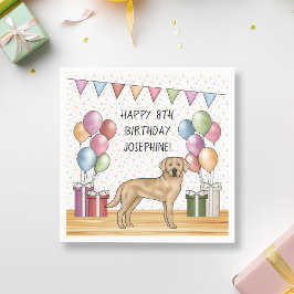 Guardanapo De Papel Cachorro Labrador Retriever Amarelo Aniversário Co