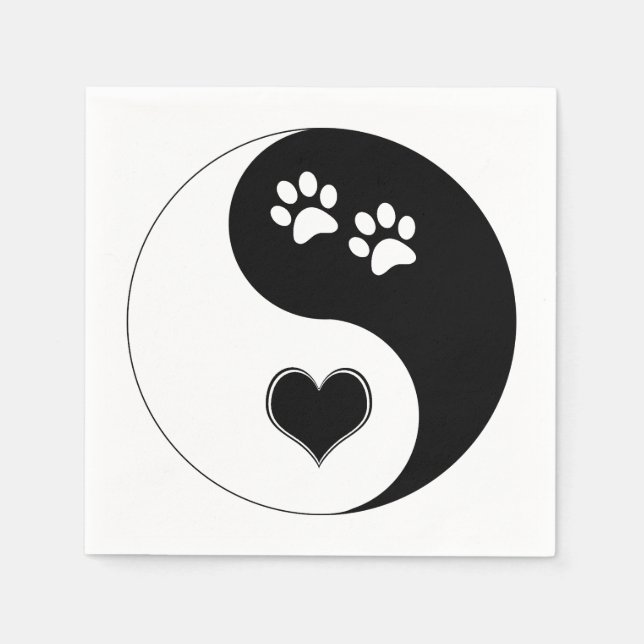 Guardanapo De Papel Cachorro Lover Yin Yang Heart and Paw Prints (Frente)