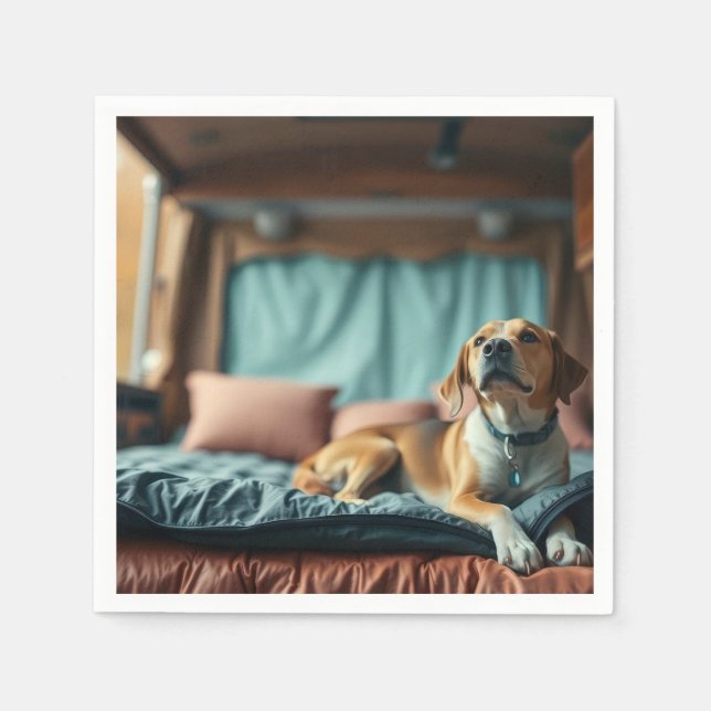 Guardanapo De Papel Cachorro na Cama (Frente)