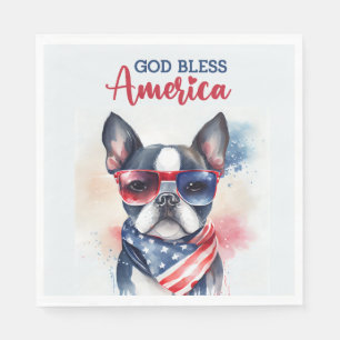 Guardanapo De Papel Cachorro Patriota - Boston Terrier