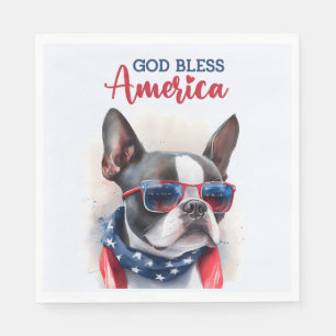 Guardanapo De Papel Cachorro Patriota - Boston Terrier