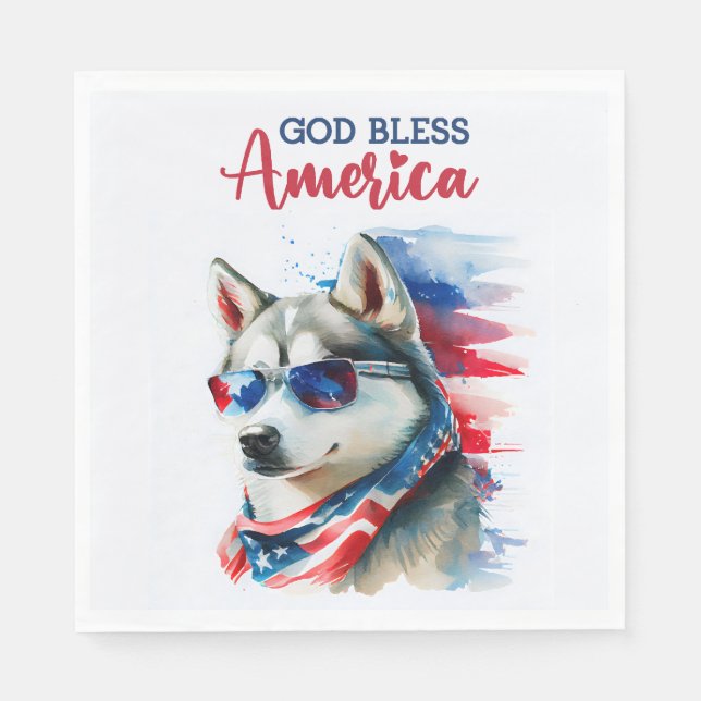 Guardanapo De Papel Cachorro Patriota-Husky (Frente)