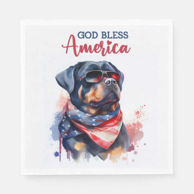 Guardanapo De Papel Cachorro Patriota-Rottweiler (Frente)