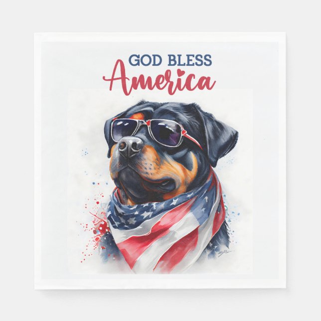 Guardanapo De Papel Cachorro Patriota-Rottweiler (Frente)