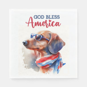 Guardanapo De Papel Cachorro Patriótico-Dachshund