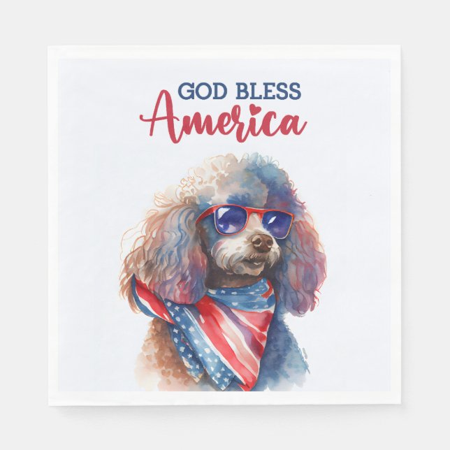 Guardanapo De Papel Cachorro Patriótico-Poodle (Frente)