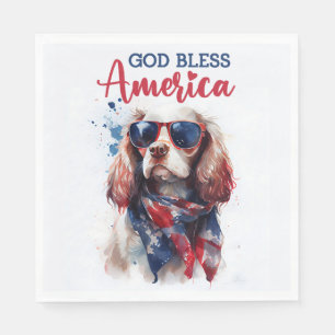 Guardanapo De Papel Cachorro Patriótico-Spaniel