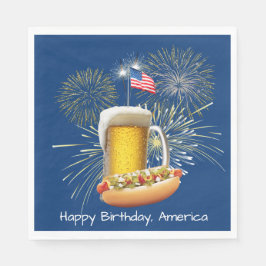 Guardanapo De Papel Cachorro quente e cerveja com fogos de artifício e