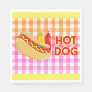 Guardanapo De Papel Cachorro Quente em Gingham Picnic Tableth com Cond