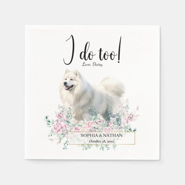 Guardanapo De Papel Cachorro Samoyed Casamento Cocktail Napkins (Frente)