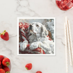 Guardanapo De Papel Cachorro Setter Inglês Natal Festivo