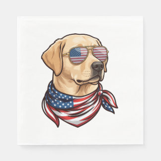 Guardanapo De Papel Cachorro Usa Óculos de Sol Bandana da Bandeira