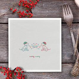 Guardanapo De Papel Cachorros Brincando com a festa das luzes de Natal