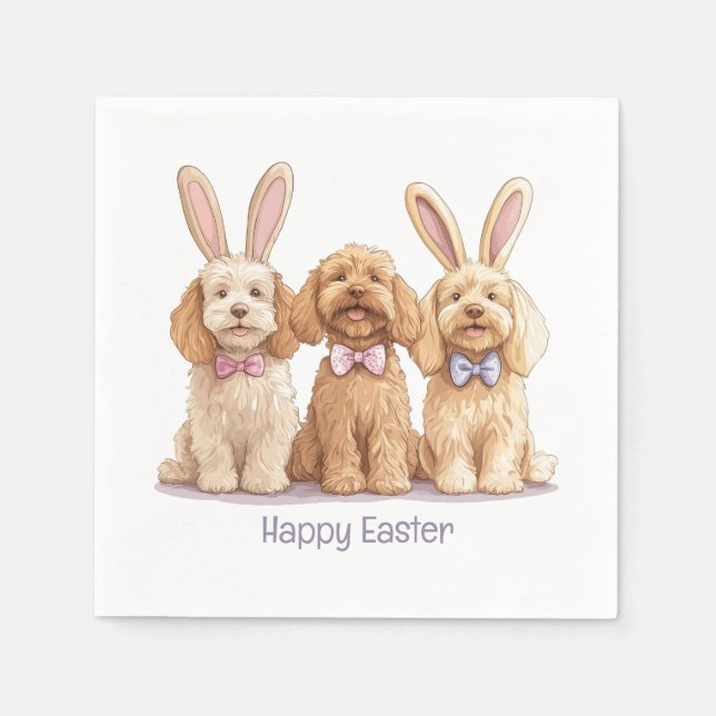 Guardanapo De Papel Cachorros de Goldendoodle felz pascoa (Frente)