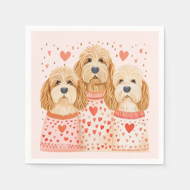 Guardanapo De Papel Cachorros de Goldendoodle namorados (Frente)