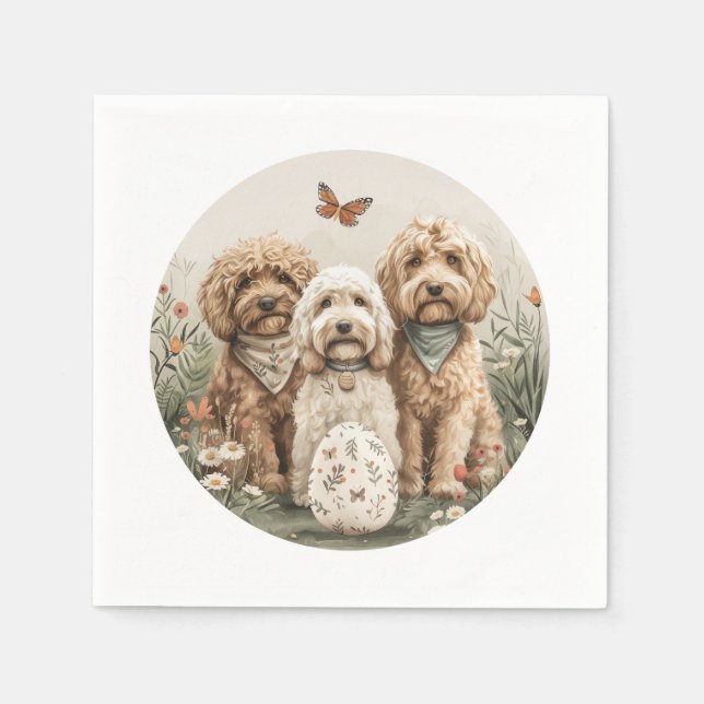 Guardanapo De Papel Cachorros de Goldendoodle páscoas (Frente)