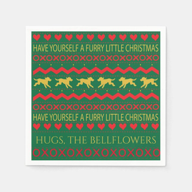 Guardanapo De Papel Cachorros Pequenos de Fúria de Natal (Frente)