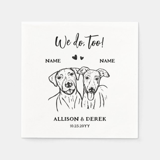 Guardanapo De Papel Cachorros Que Desenhamos Casamento 2 Cachorros Que (Frente)