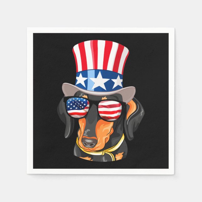 Guardanapo De Papel Cachshund - Anca - Bandeira Americana - Óculos (Frente)