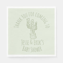 Guardanapo De Papel Cacto Saguaro Desenhado à Mão Verde Baby Shower   