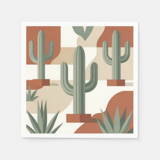 Guardanapo De Papel Cacto Verde Sálvia Moderno Terracota Deserto