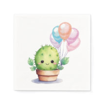 Cactus bonitos com balões de aniversário