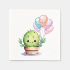 Guardanapo De Papel Cactus bonitos com balões de aniversário