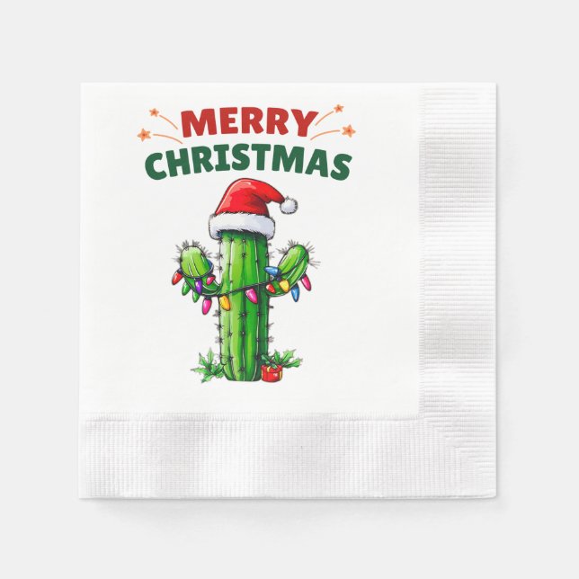 Guardanapo De Papel Cactus Christmas Hat Xmas (Frente)