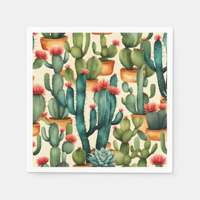 Guardanapo De Papel Cactus Colorful Watercolor art (Frente)
