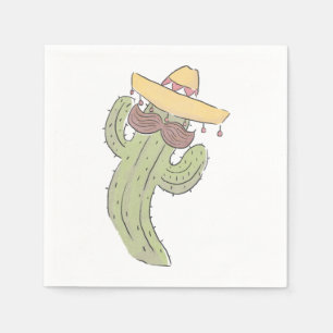 Guardanapo De Papel Cactus dançando com bigode em Sombrero