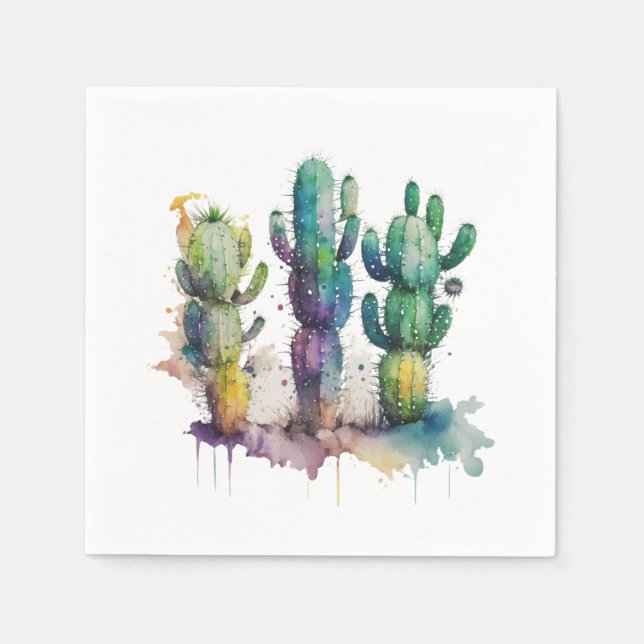 Guardanapo De Papel Cactus design com balas coloridas (Frente)