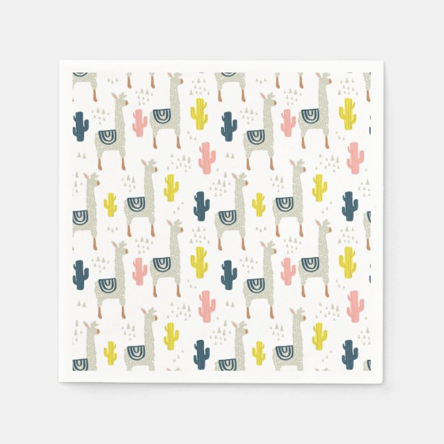 Guardanapo De Papel Cactus & Llamas Pattern (Frente)