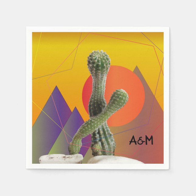 Guardanapo De Papel Cactus Monograma Napkins (Frente)