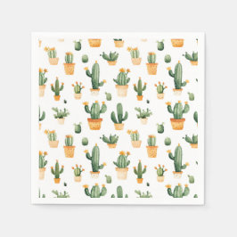 Guardanapo De Papel Cactus Potado em Branco