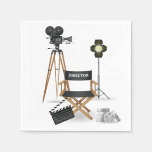 Guardanapo De Papel Cadeira de Diretor de Cinema e Conjunto de Câmera