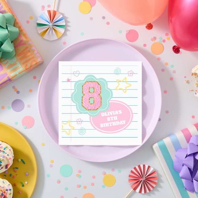 Guardanapo De Papel Caderno de notas pastel varsity elegante com adesi (Criador carregado)
