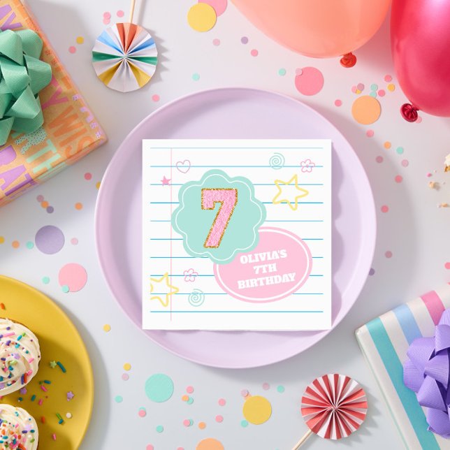 Guardanapo De Papel Caderno de notas pastel varsity preppy patch 7º an (Criador carregado)