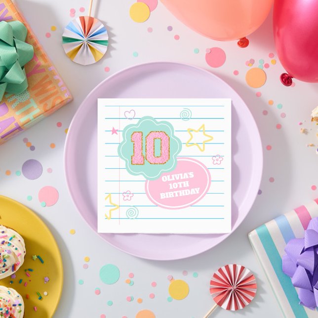 Guardanapo De Papel Caderno de varsity preppy pastel com remendo de an (Criador carregado)