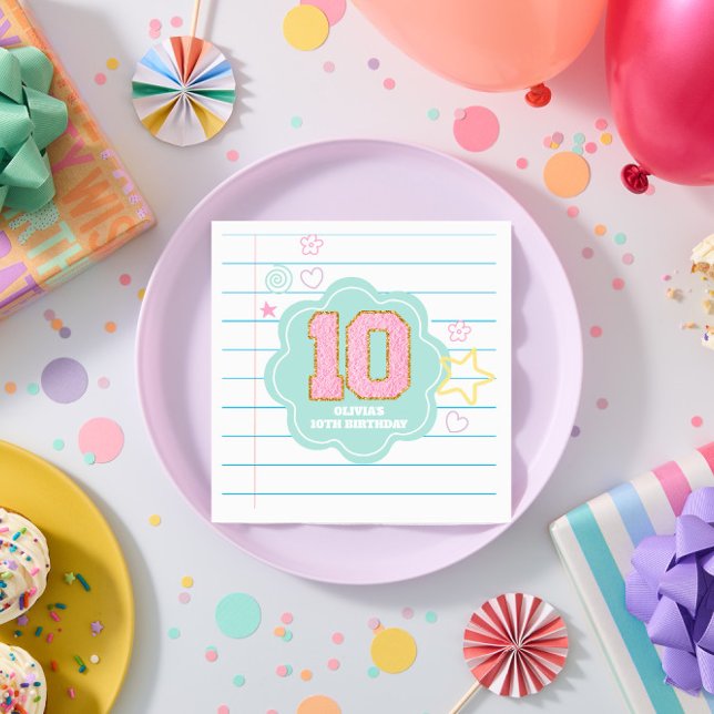 Guardanapo De Papel Caderno de varsity preppy pastel com remendo de an (Criador carregado)