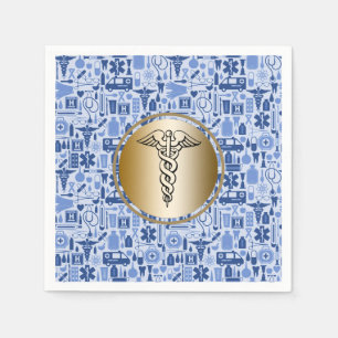 Guardanapo De Papel Caduceus do ouro da graduação da escola de