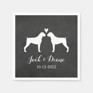Guardanapo De Papel Cães Boxer Casal de Noivos com Texto Personalizado