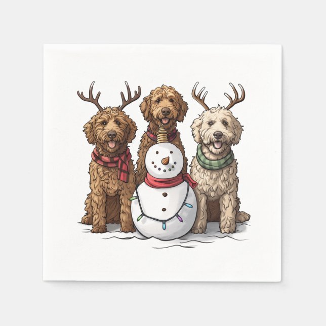 Guardanapo De Papel Cães de Goldendoodle de Natal (Frente)