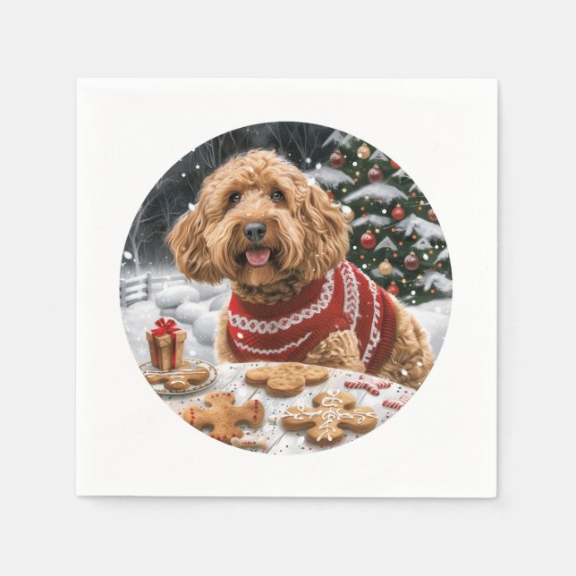 Guardanapo De Papel Cães de Goldendoodle de Natal (Frente)